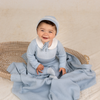 Feltman Brothers - Baby & Toddler Boys Jacquard Collared Knit Romper & Bonnet: Powder Blue / 6/9M