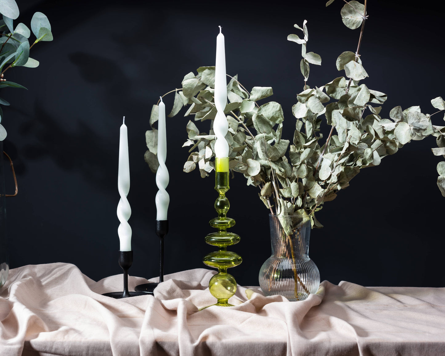 Twist Taper Candles - Ice White