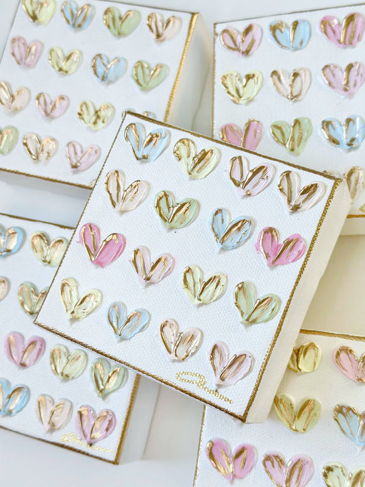 Anna Walding Art - Candy Hearts 4x4 Canvas