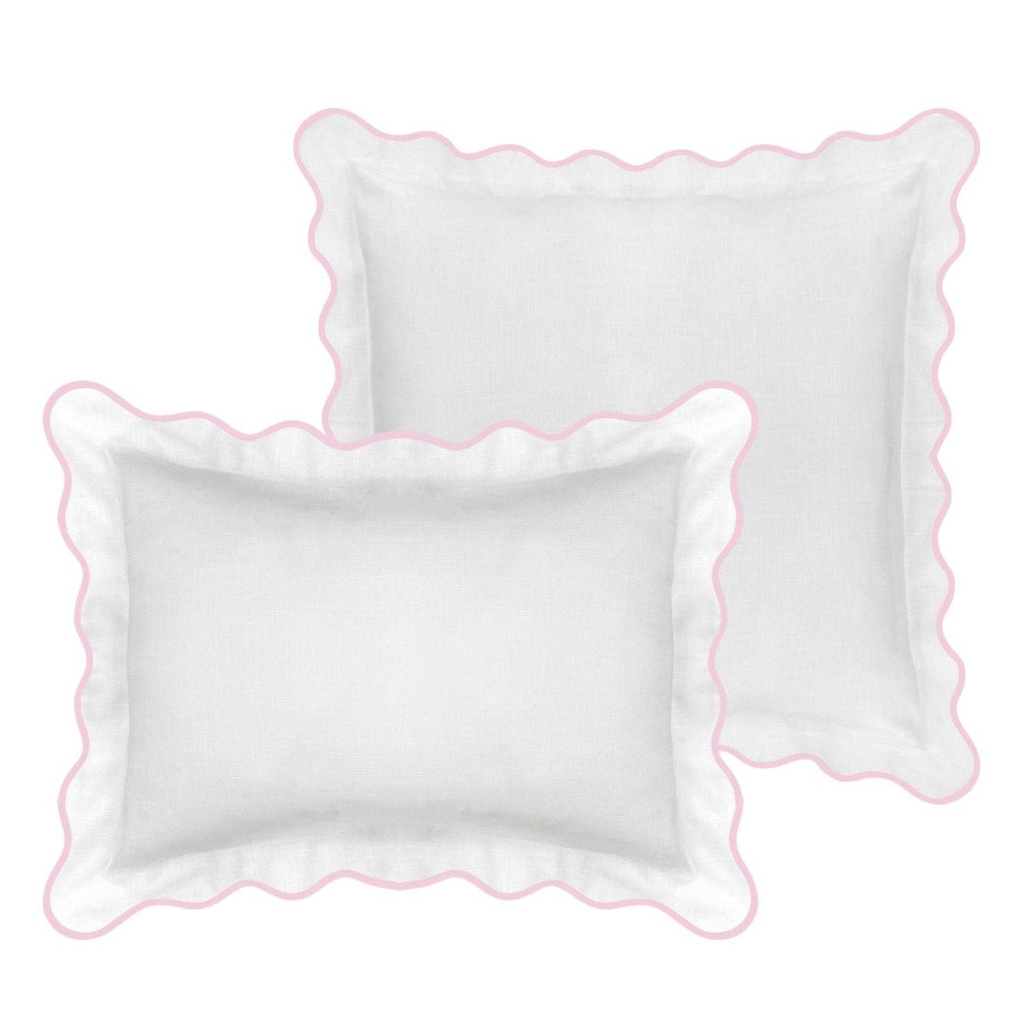 Laura Park Designs - Scalloped Sham, Pink / White: Euro, 26" x 26"