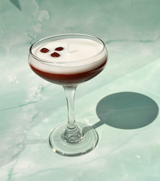 Candle Lume - Espresso Martini Candle Tall Stem Coupe Glass Realistic: Roasted Espresso