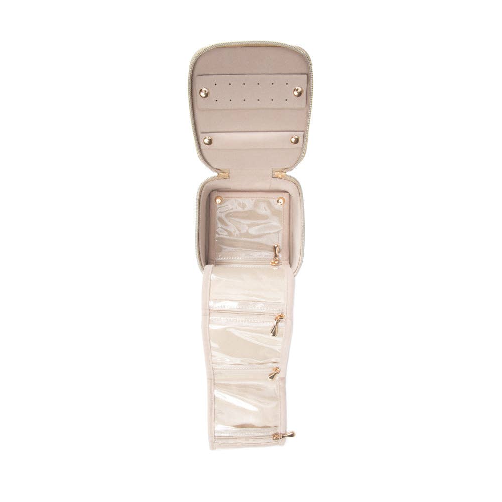 Leah Travel Jewelry Case with Pouch: Gold-3515