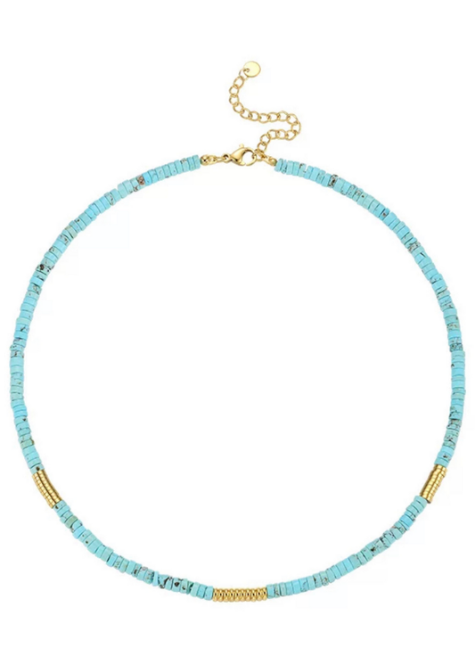 Allison Turquoise and Gold Bead Necklace