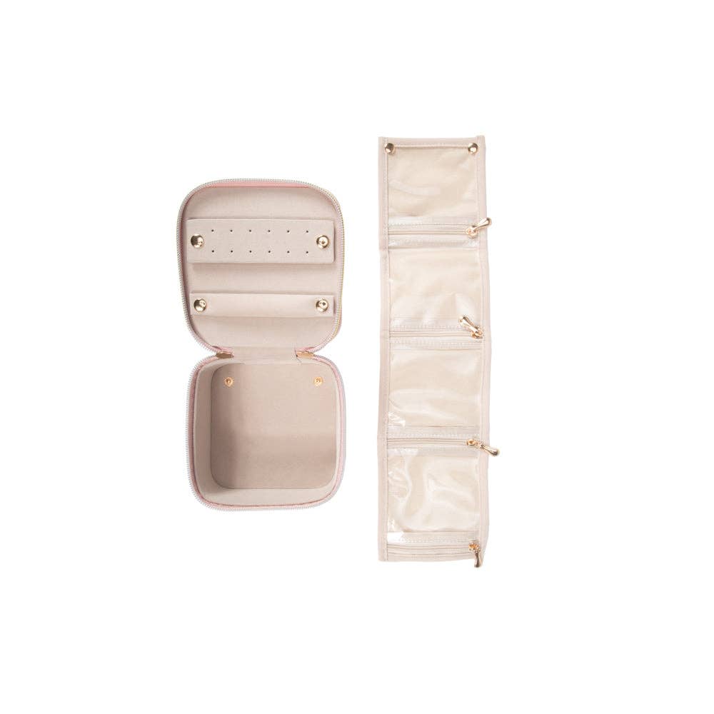 Leah Travel Jewelry Case with Pouch: Gold-3515