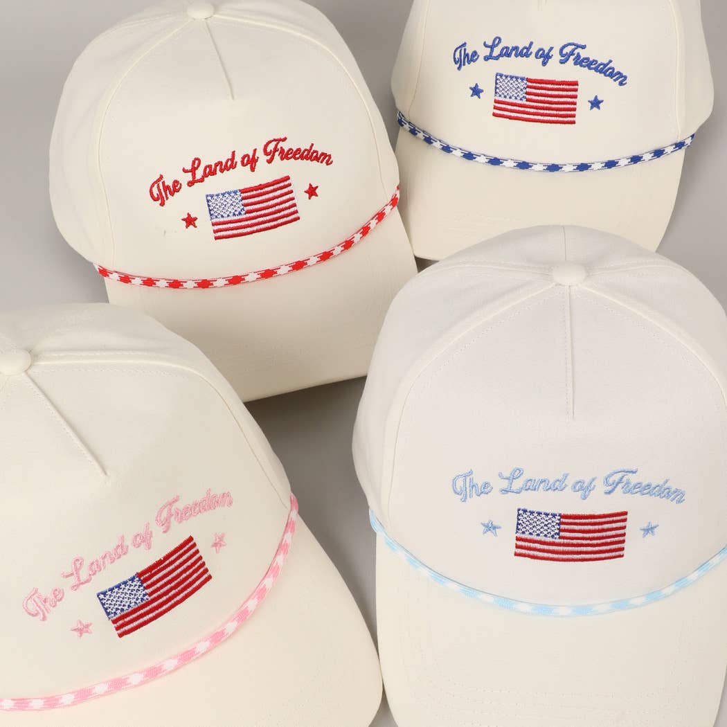 Fashion City - The Land of Freedom Flag Embroidered Trucker Hat: Red / ONE SIZE