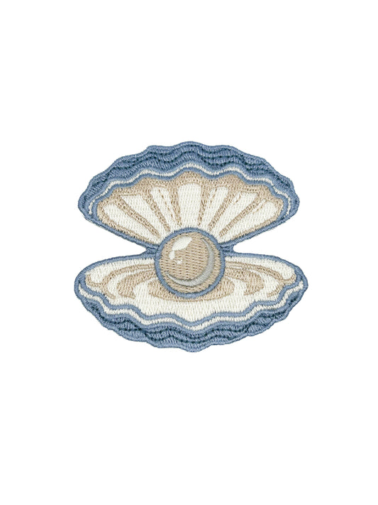 Field Trip Threads - Pearl Oyster Embroidered Patch Coastal Shell Patch Nautical