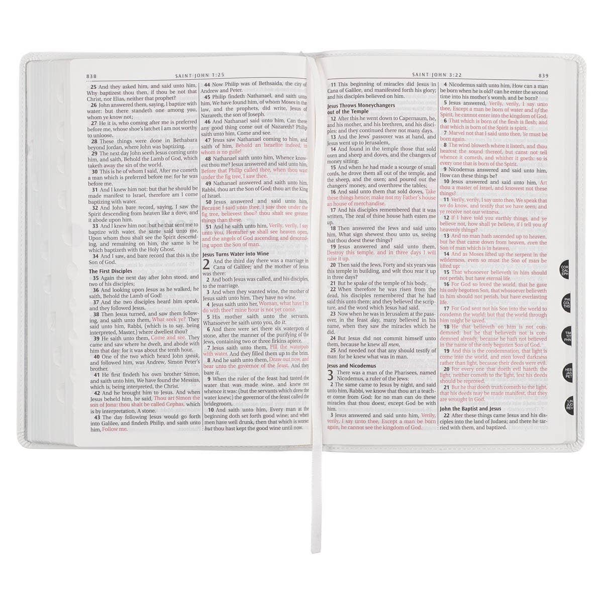 Christian Art Gifts - KJV Bible Thinline LP Faux Leather, White