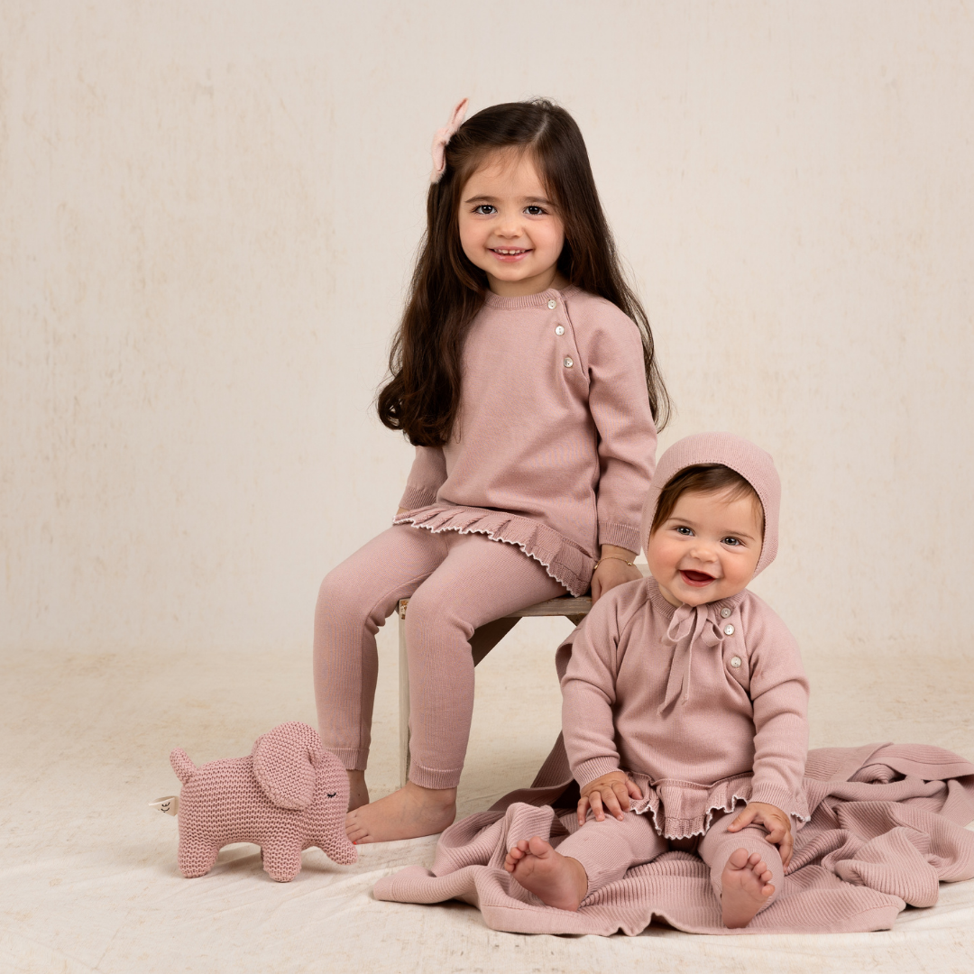 Feltman Brothers - Baby & Toddler Girls Pleated Trim Knit Set: Mauve / 4T
