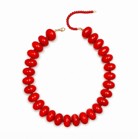 HAVEN + FAYE Collective - Polished Bead Statement Necklace | Red