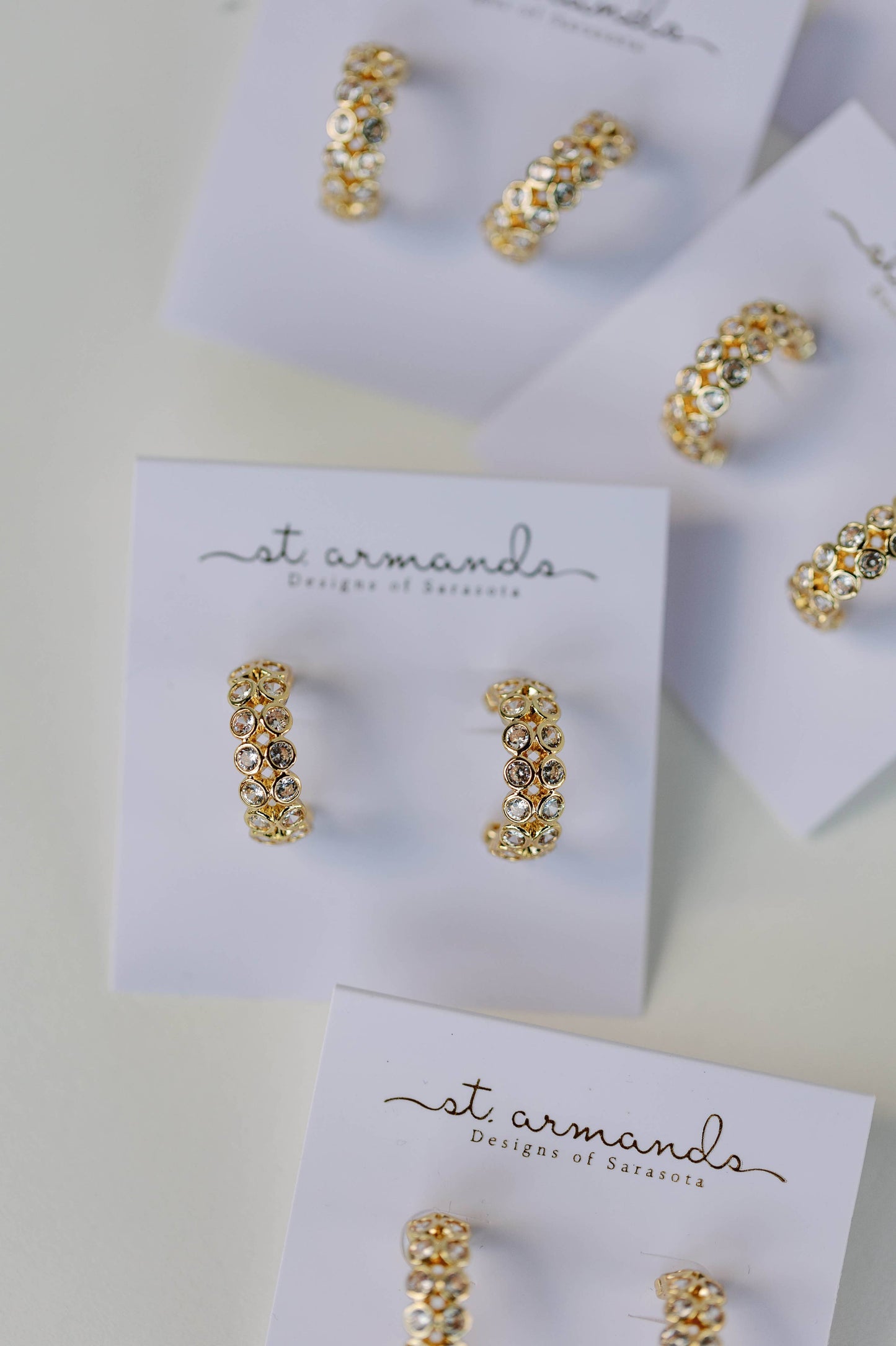 St Armands Designs of Sarasota - Double Diamond Chunky Gold Hoop Earrings