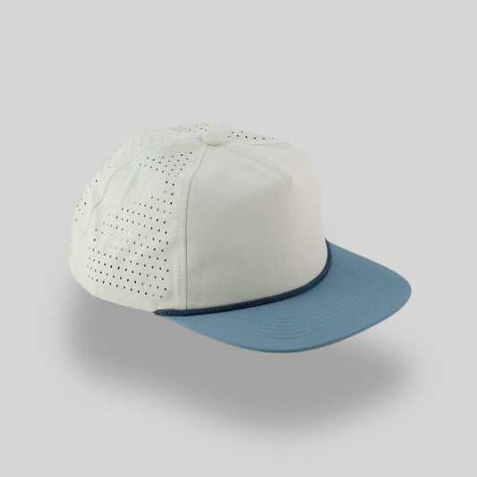 Blank Rope Hats - Perforated Bone-Steel Blue / Navy Rope