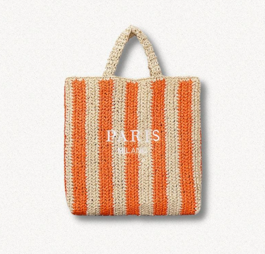 Malibu Sugar - Woven Raffia Tote Bags - 4 colors: Orange