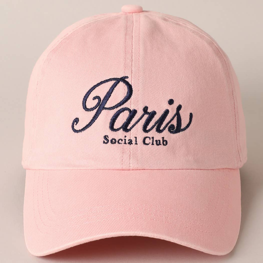 Fashion City - Paris Social Club Text Embroidery Baseball Cap: Beige / ONE SIZE