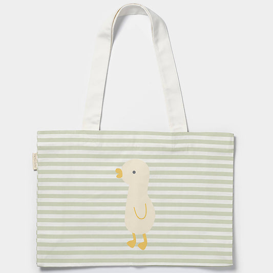 Sunnylife - Kids Canvas Beach Bag Duck Sage Stripe