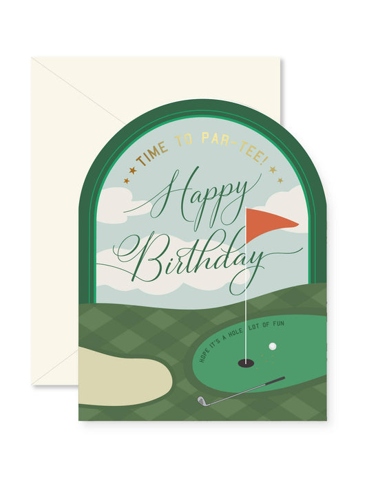 Ginger P. Designs - Time to Par-Tee Golf Birthday Arch Greeting Card