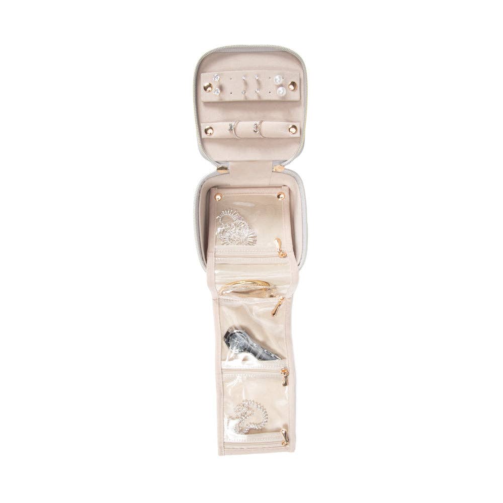 Leah Travel Jewelry Case with Pouch: Gold-3515