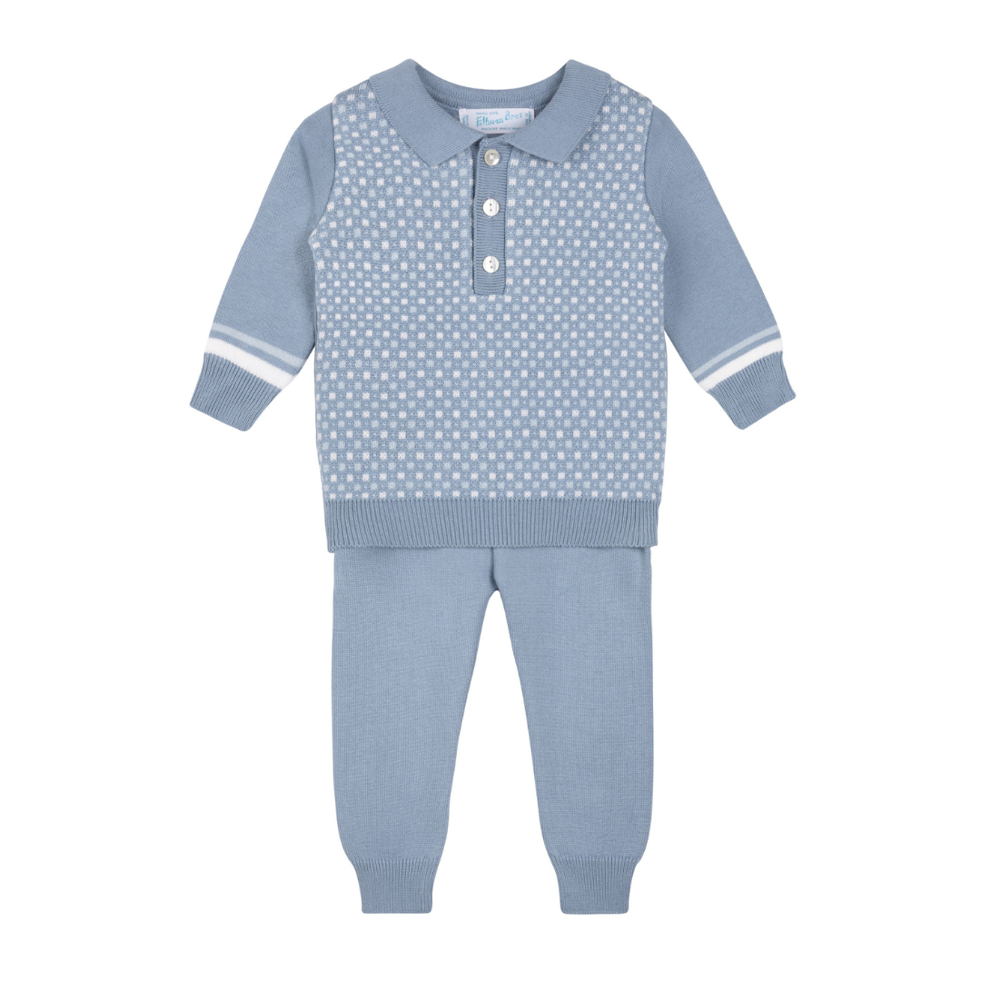Feltman Brothers - Boys Geo Knit Polo Set: Vintage Blue / 4T