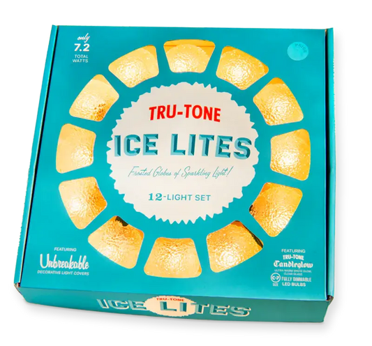 Tru-Tone - Ice Lites - Vintage Style LED Christmas Lights 12-Light set: Frosted Clear