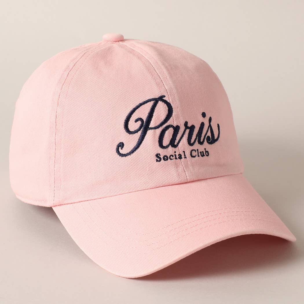 Fashion City - Paris Social Club Text Embroidery Baseball Cap: Beige / ONE SIZE