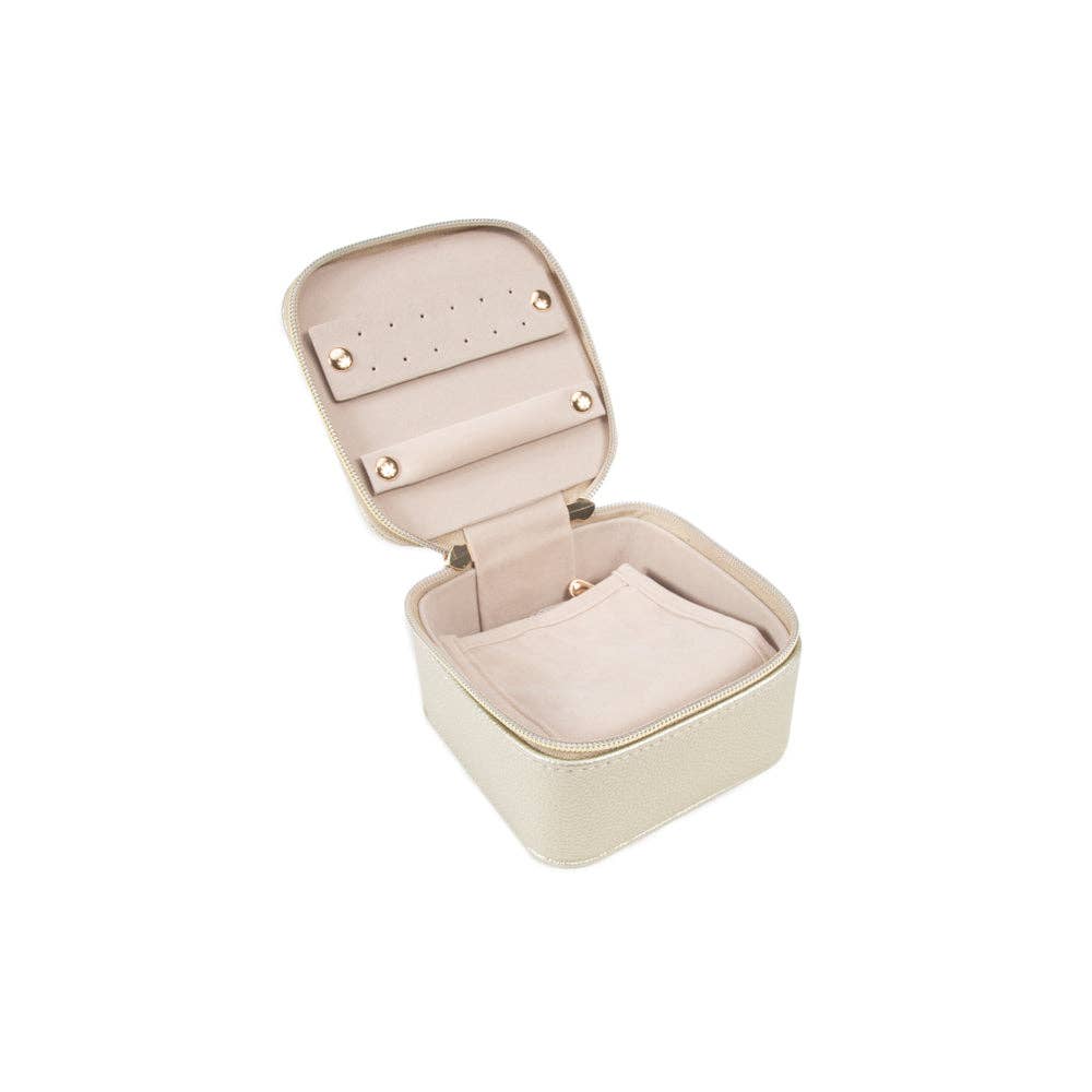 Leah Travel Jewelry Case with Pouch: Gold-3515