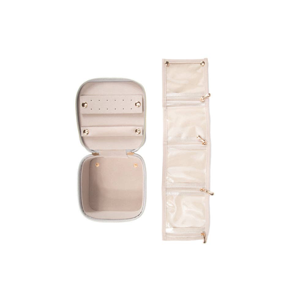 Leah Travel Jewelry Case with Pouch: Gold-3515