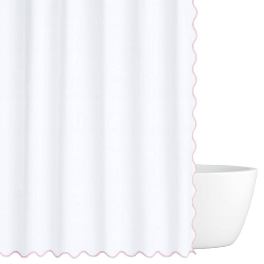 Laura Park Designs - Scalloped Shower Curtain, Pink / White: Standard, 72" x 72"