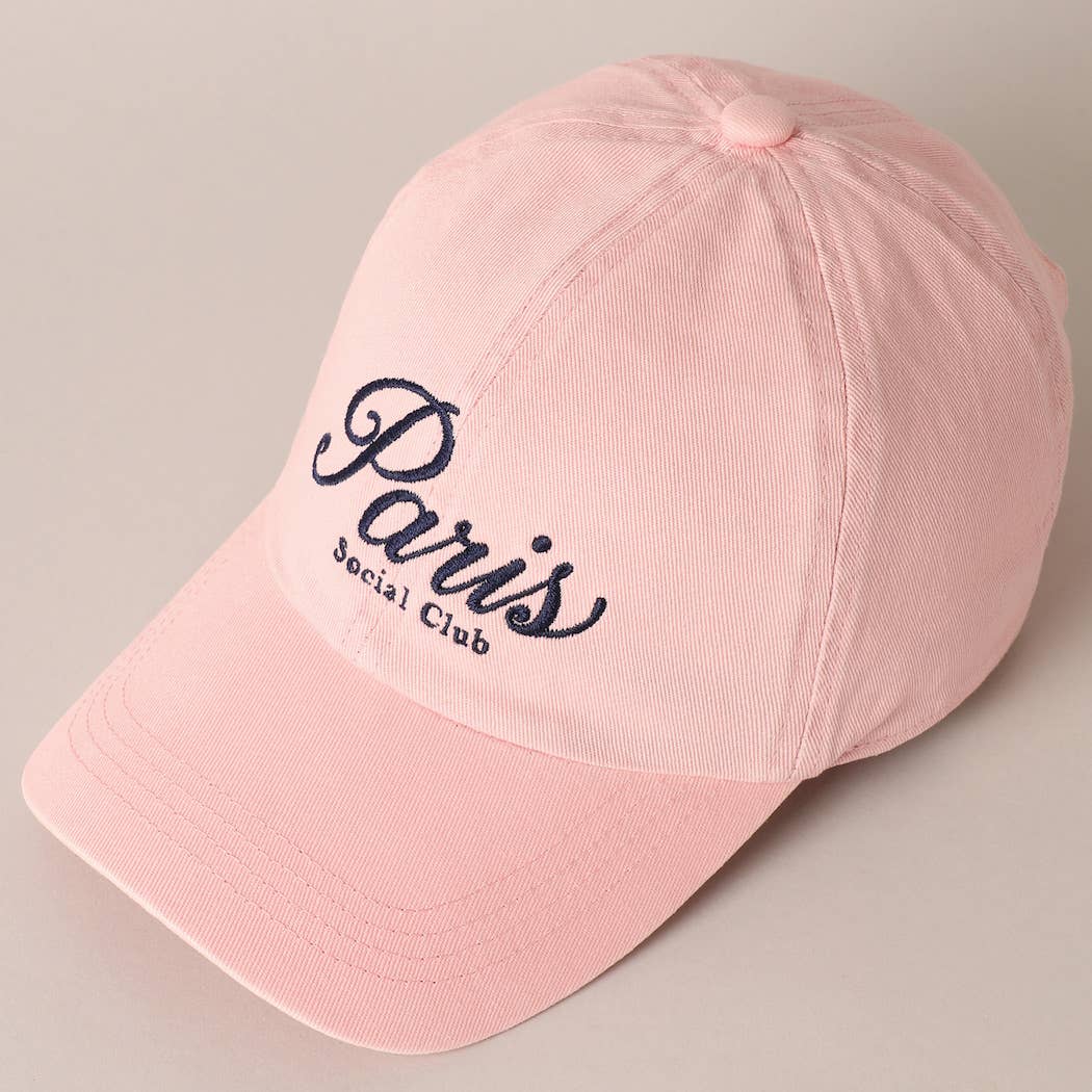 Fashion City - Paris Social Club Text Embroidery Baseball Cap: Beige / ONE SIZE