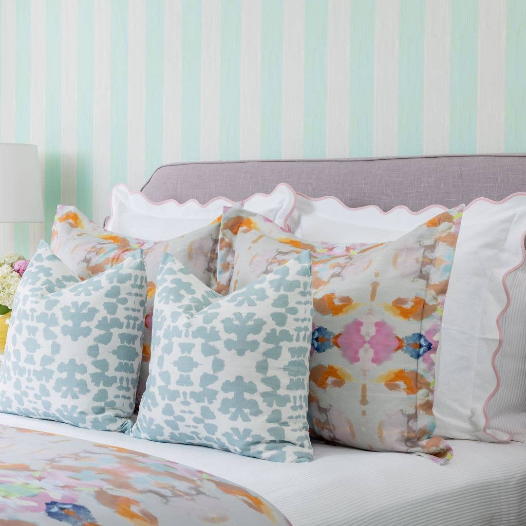Laura Park Designs - Scalloped Sham, Pink / White: Euro, 26" x 26"