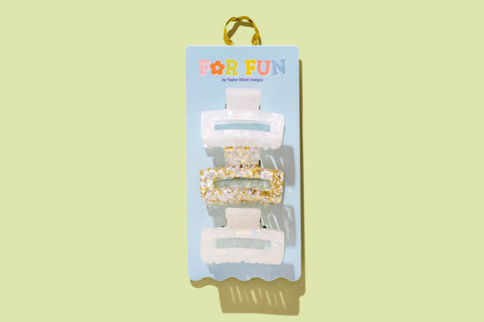 Taylor Elliott Designs - FOR FUN - Claw Hair Clip Set - Medium - Asst Pearl - 3 Pcs