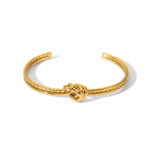 Savvy Bling - Double Smooth & Texture Knot Cuff Bracelet- Waterproof