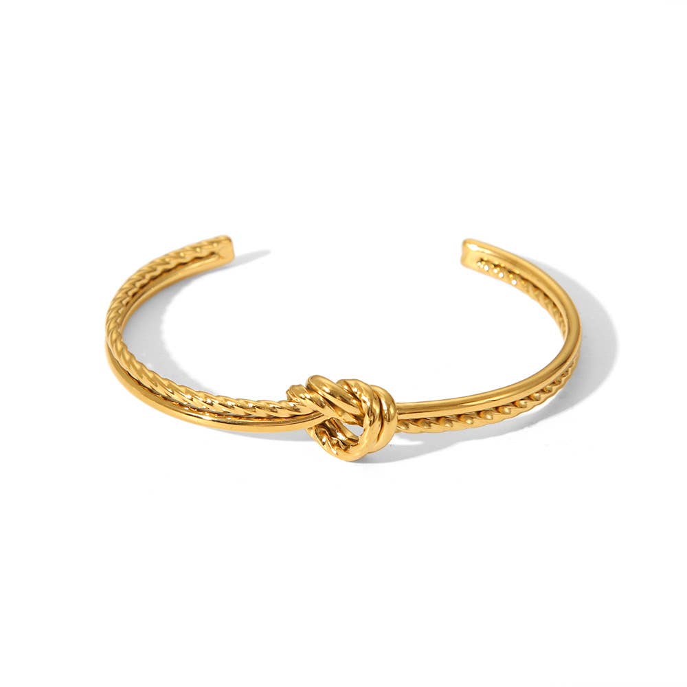 Savvy Bling - Double Smooth & Texture Knot Cuff Bracelet- Waterproof