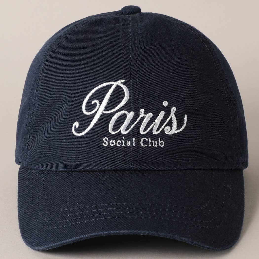 Fashion City - Paris Social Club Text Embroidery Baseball Cap: Beige / ONE SIZE