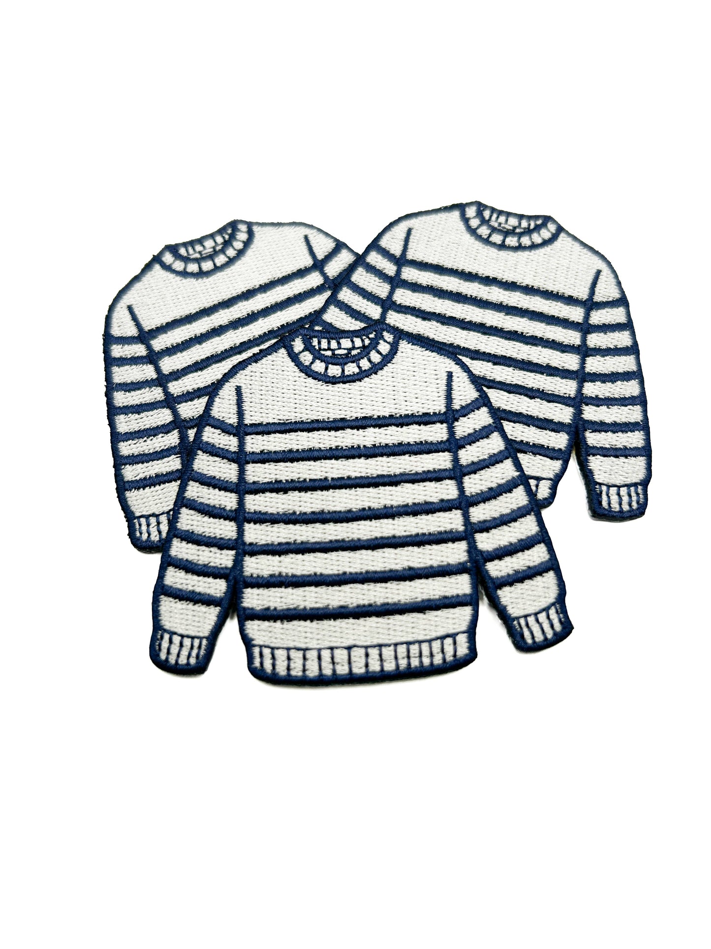 Field Trip Threads - Breton Sweater Embroidered Patch Navy Cream Stripe Preppy