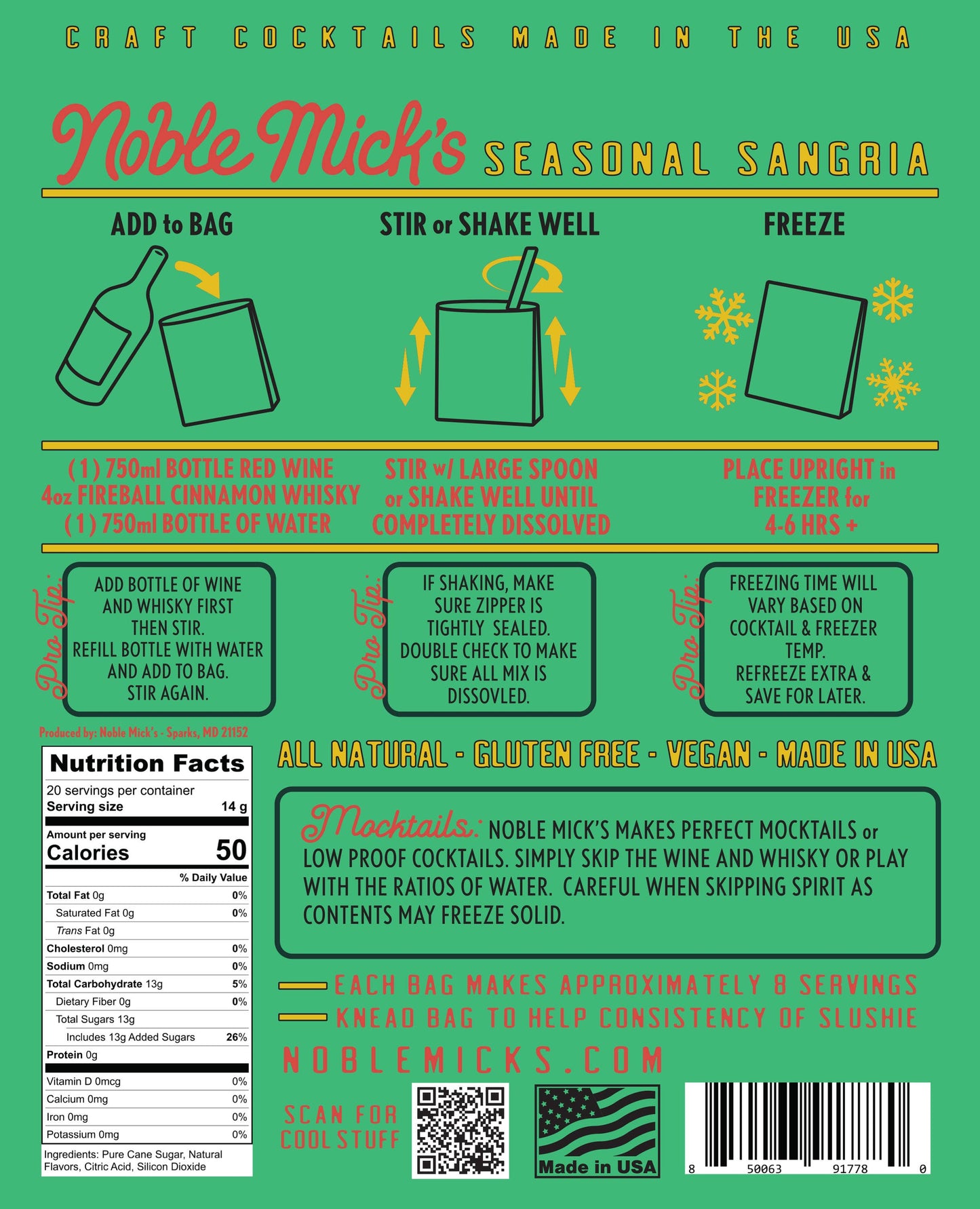 Noble Mick's - Craft Beverage Company - Seasonal Sangria Frozen Cocktail