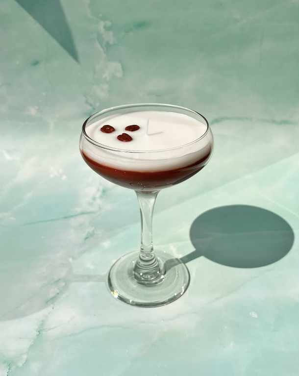 Candle Lume - Espresso Martini Candle Tall Stem Coupe Glass Realistic: Roasted Espresso