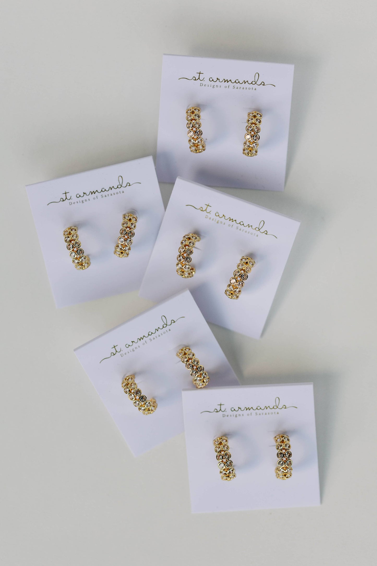 St Armands Designs of Sarasota - Double Diamond Chunky Gold Hoop Earrings