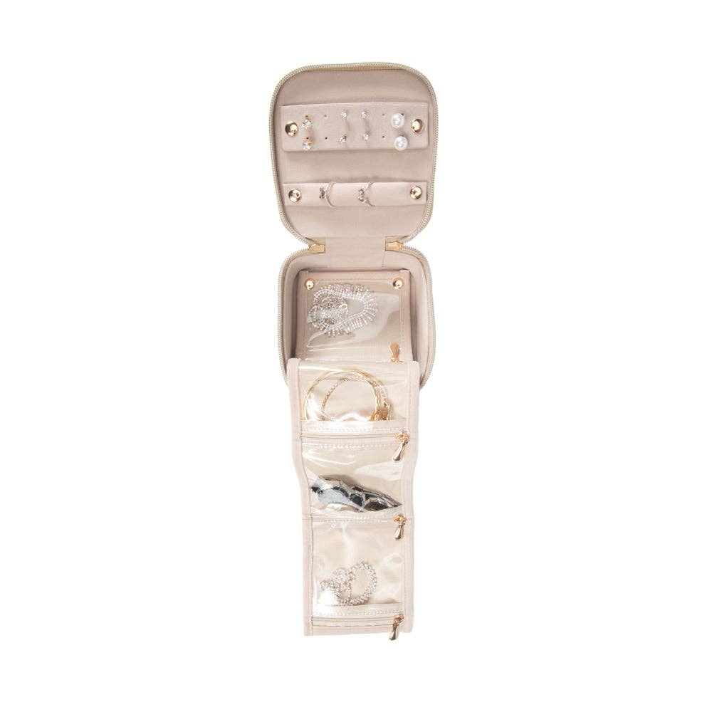 Leah Travel Jewelry Case with Pouch: Gold-3515