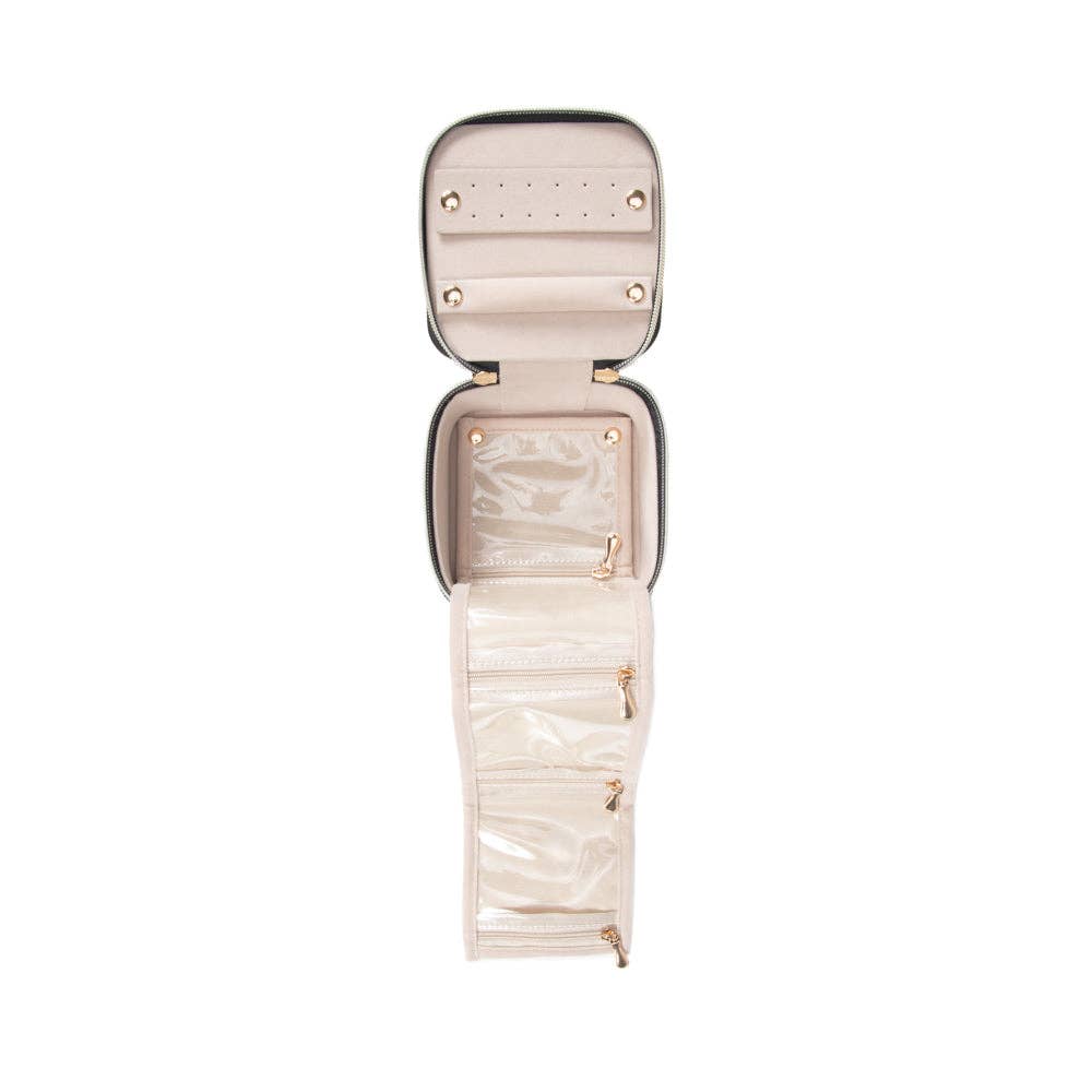 Leah Travel Jewelry Case with Pouch: Gold-3515