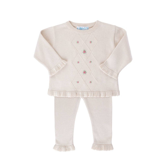 Feltman Brothers - Baby & Toddler Girls Rosebud Knit Set: Ecru / 4T