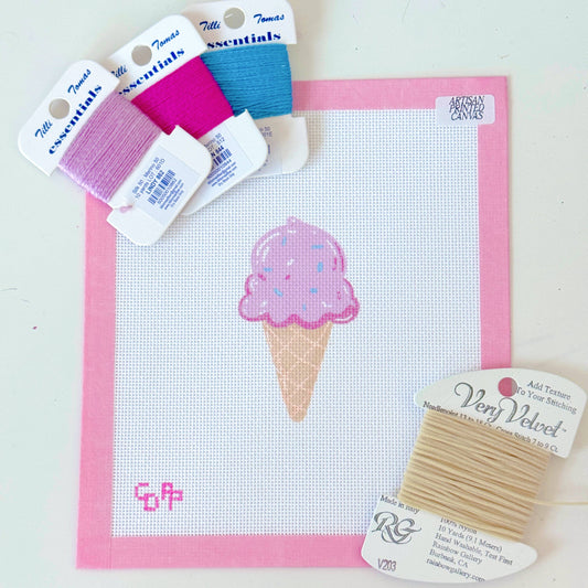 Cotswold Co Designs - Summer Needlepoint Canvas, Artisan Printed, Icecream Needlep