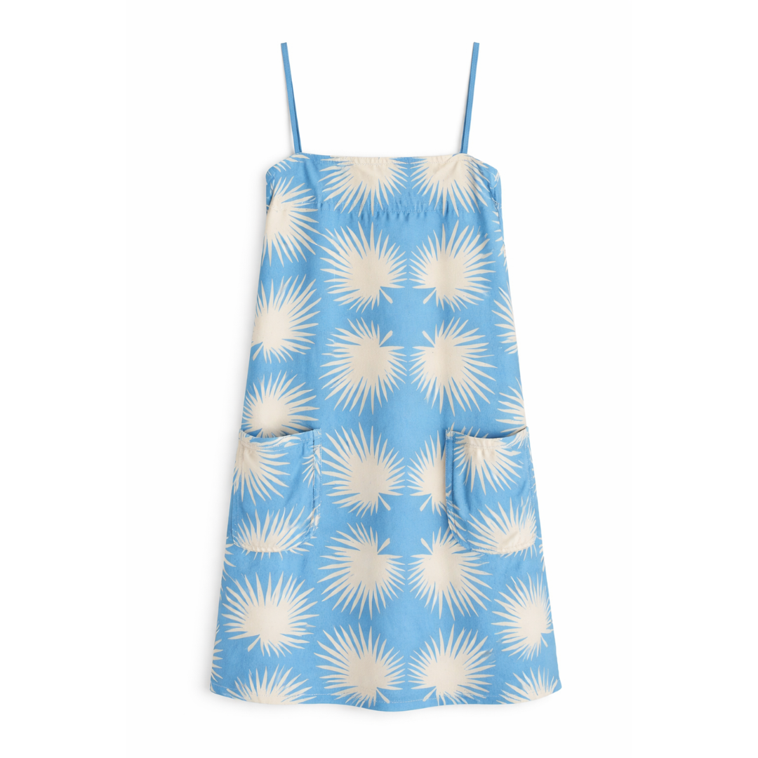 Sunshine Tienda - Blue Palm Geo Grotto Dress: S