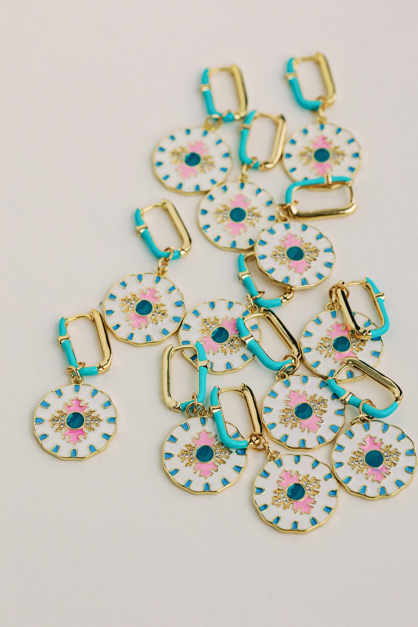 St Armands Designs of Sarasota - Capri Tile Enamel Charm Statement Earrings
