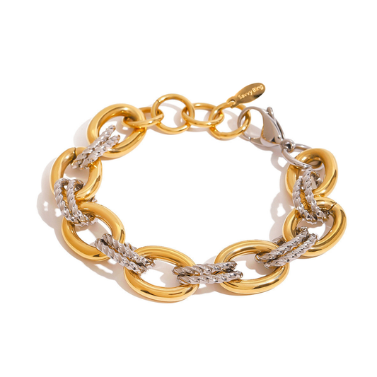 Savvy Bling - Mixed Metal Gold & Silver Link Bracelet Water Resistant