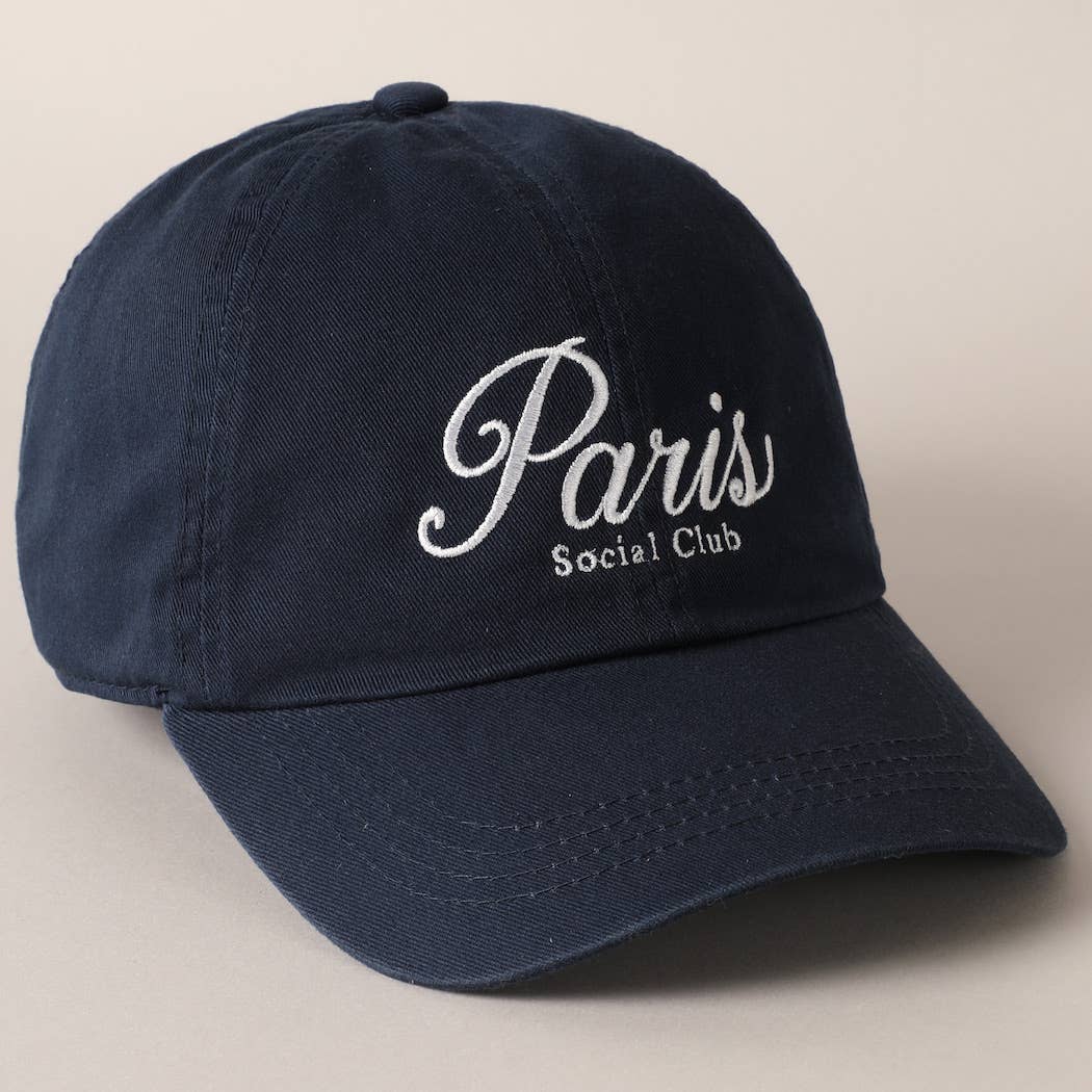 Fashion City - Paris Social Club Text Embroidery Baseball Cap: Beige / ONE SIZE