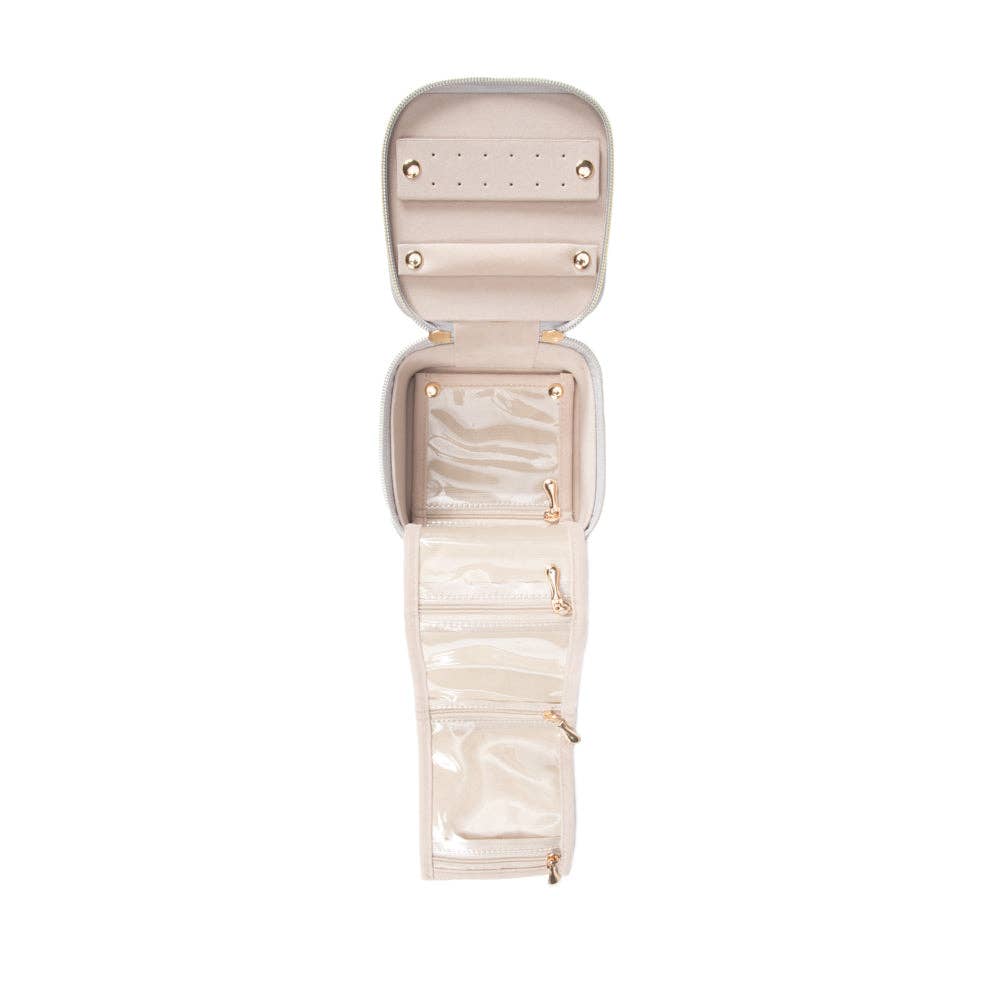 Leah Travel Jewelry Case with Pouch: Gold-3515