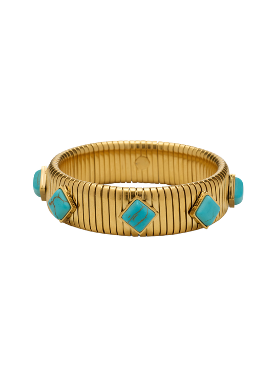Hjane Jewels - Turquoise Tube Bracelet: Silver