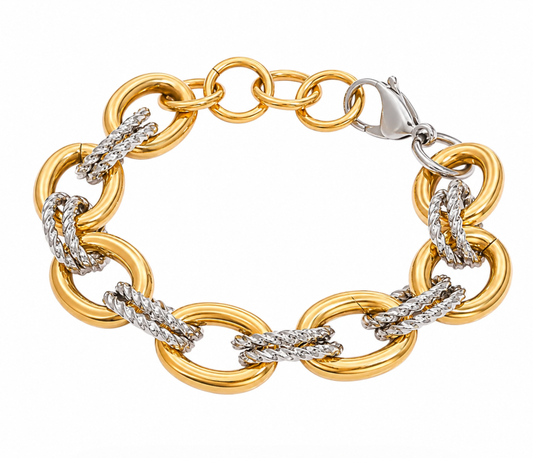 HAVEN + FAYE Collective - Gilded Harmony Mixed Metal Chain Bracelet | 18k Gold Plated Stainless Steel