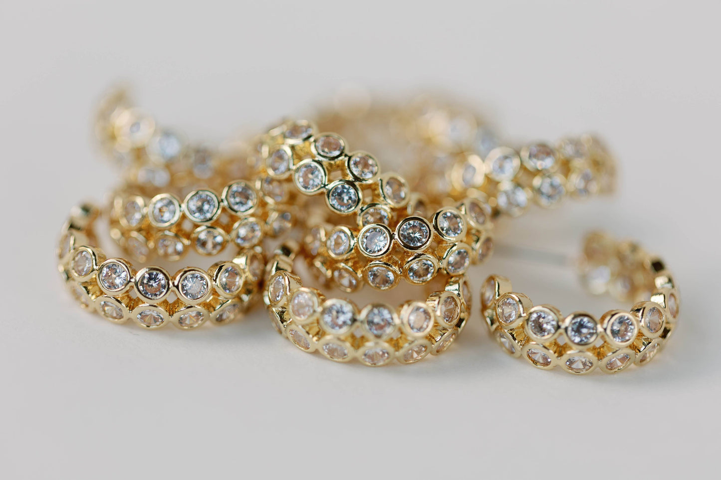 St Armands Designs of Sarasota - Double Diamond Chunky Gold Hoop Earrings