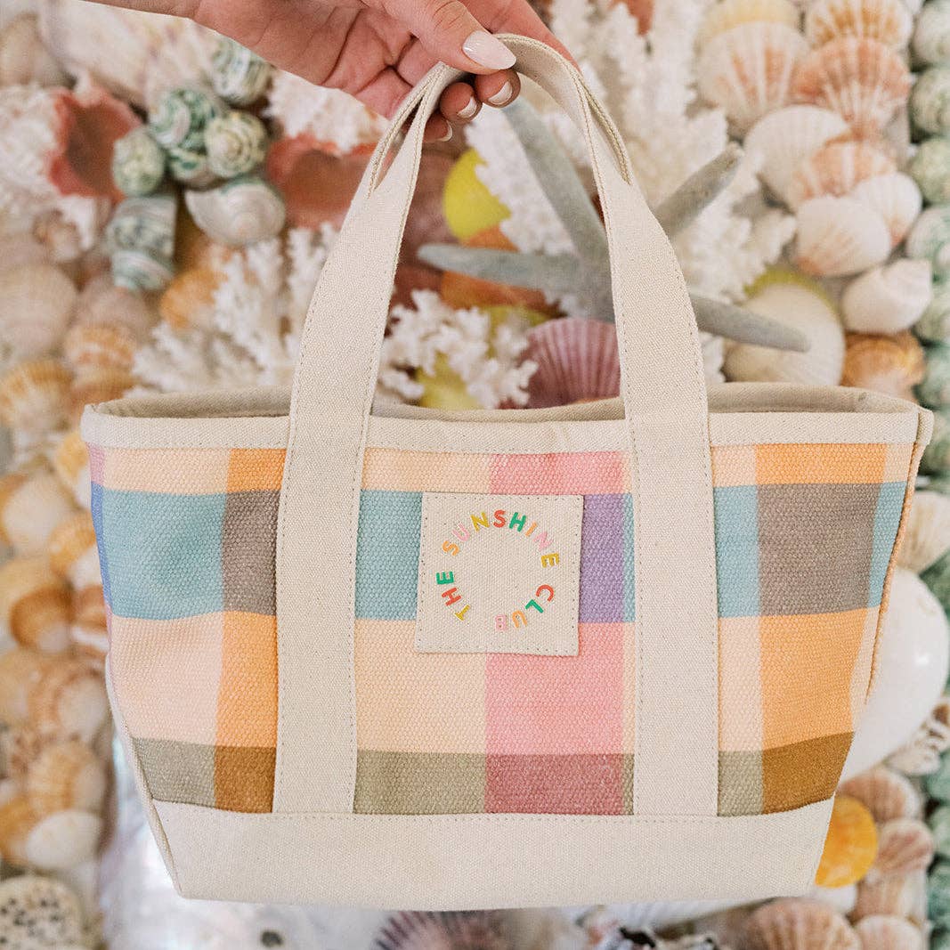 Sunshine Tienda - Mini Rainbow Plaid Canvas Tote