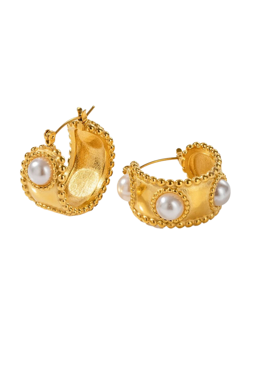 Anne Gold Pearl Hoops